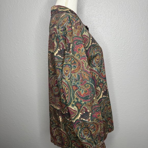 Prestwyck Paisley Button down shirt with shoulder pads -cp - Picture 5 of 7